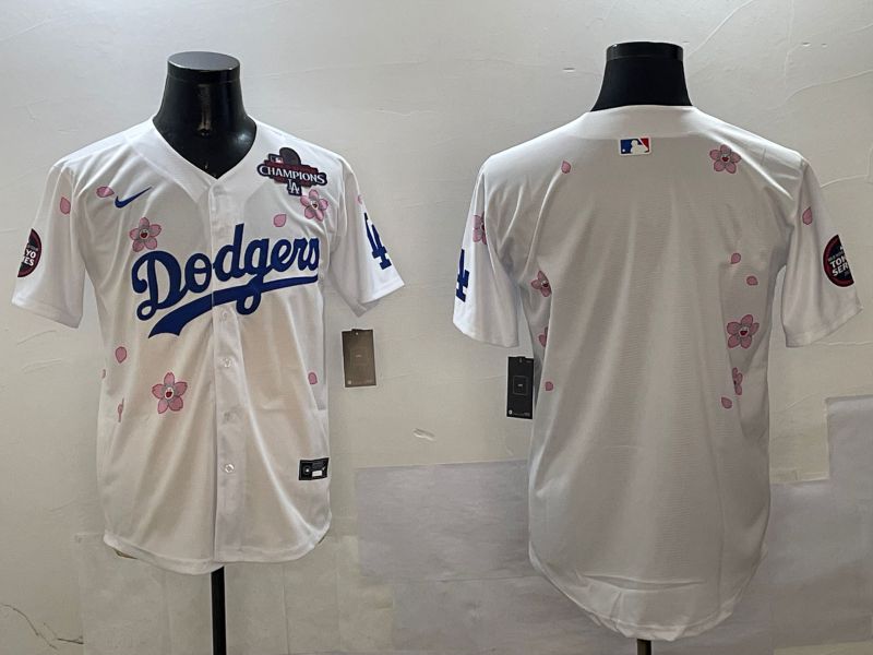 Men Los Angeles Dodgers Blank White Sakura Edition 2025 Nike MLB Jersey style 3->los angeles dodgers->MLB Jersey